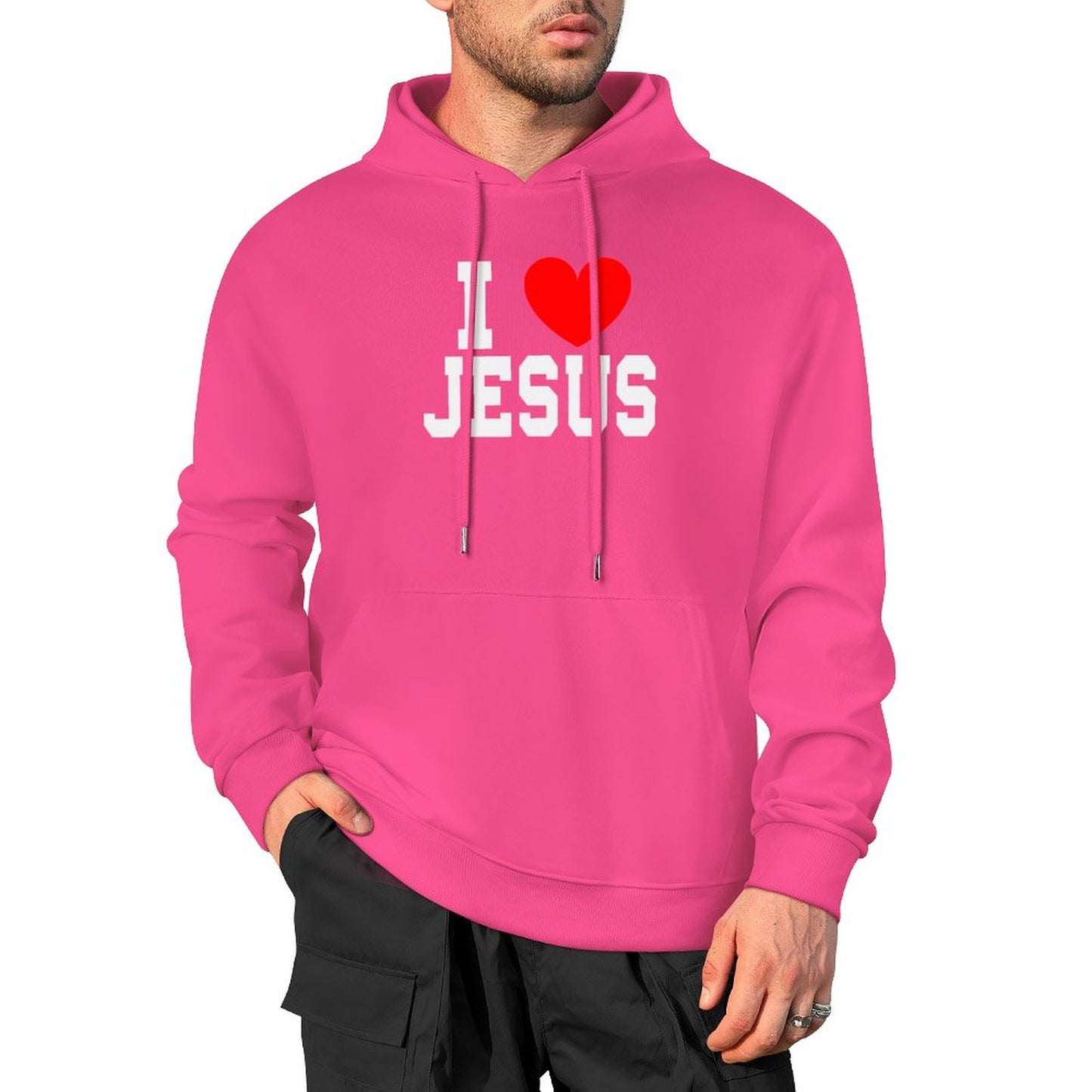 I Love Jesus Men's Christian Hooded Pullover Sweatshirt