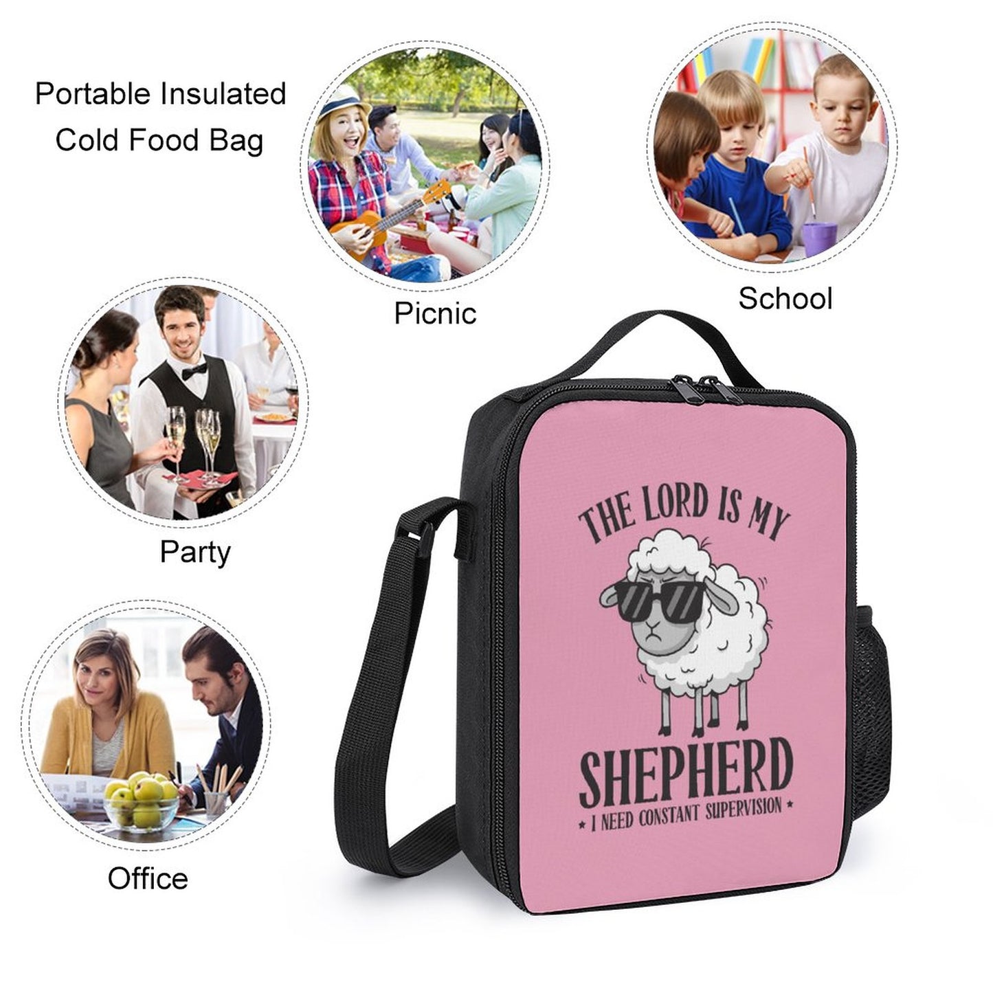 I Need Constant Supervision (girl) 3 Pcs Christian School Backpack Set for Kids (Backpack, Lunch Bag and Pencil Case)