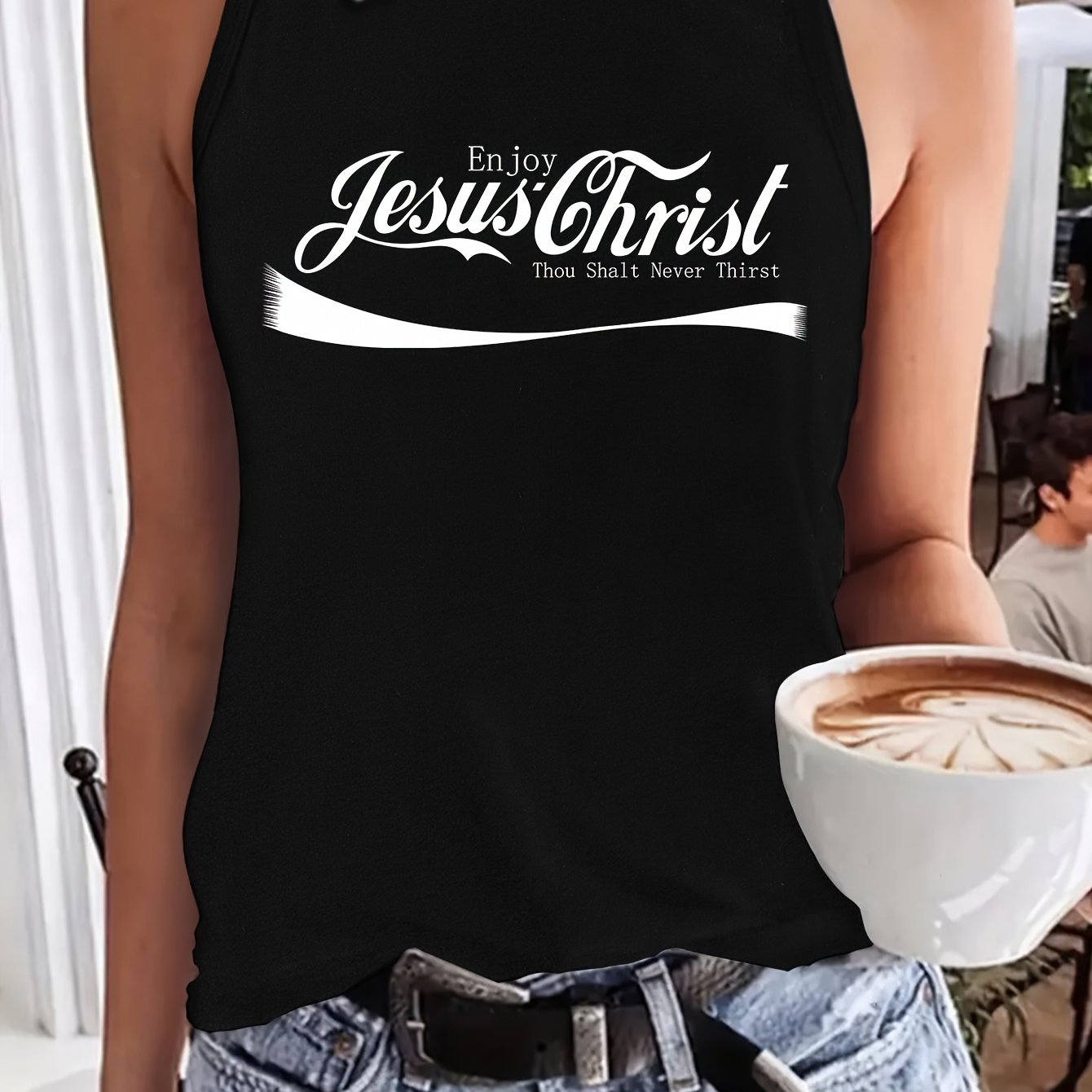 Enjoy Jesus Christ Thou Shalt Never Thirst Women's Christian Tank Top claimedbygoddesigns