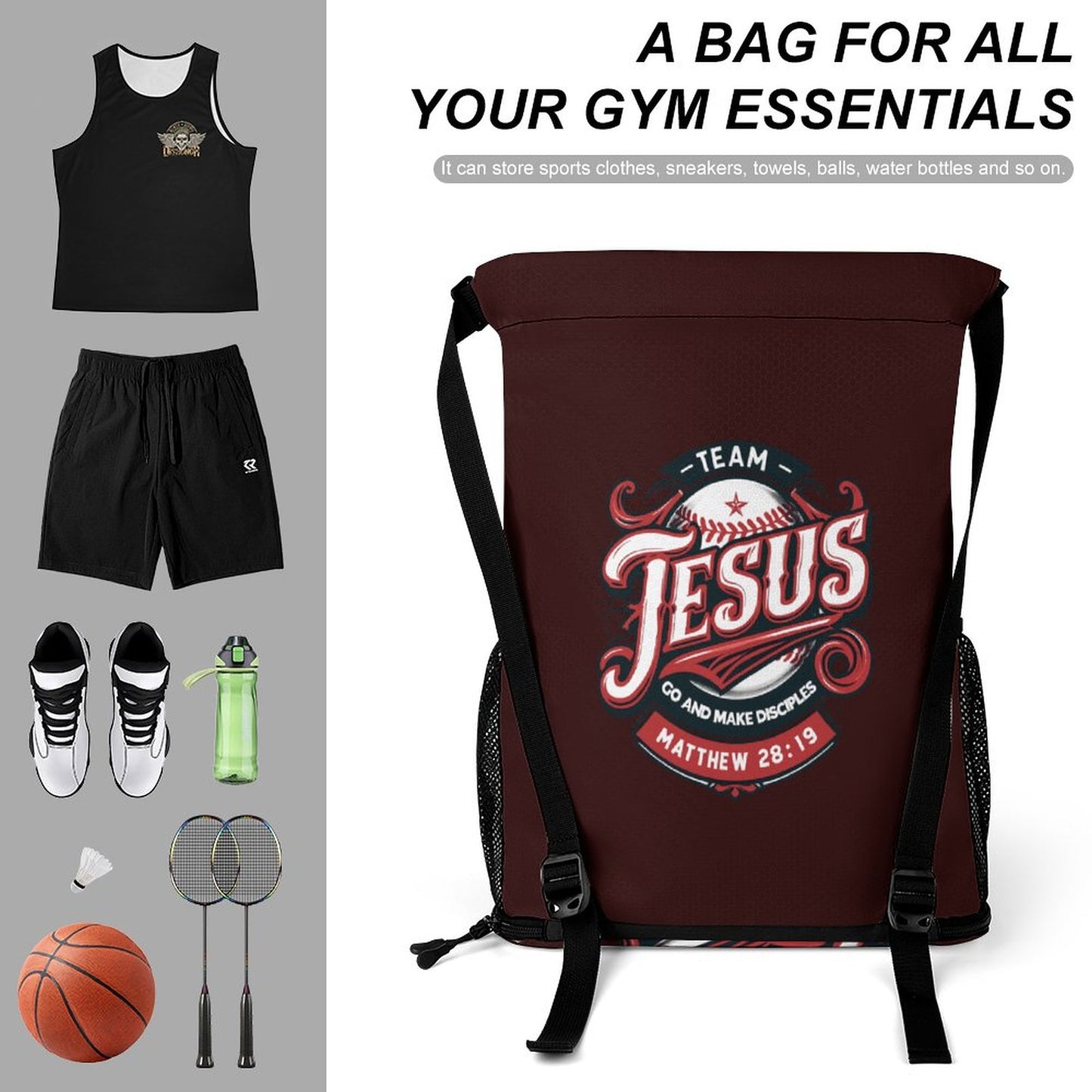 TEAM Jesus Go And Make Disciples Christian Waffle Cloth Drawstring Bag SALE-Personal Design
