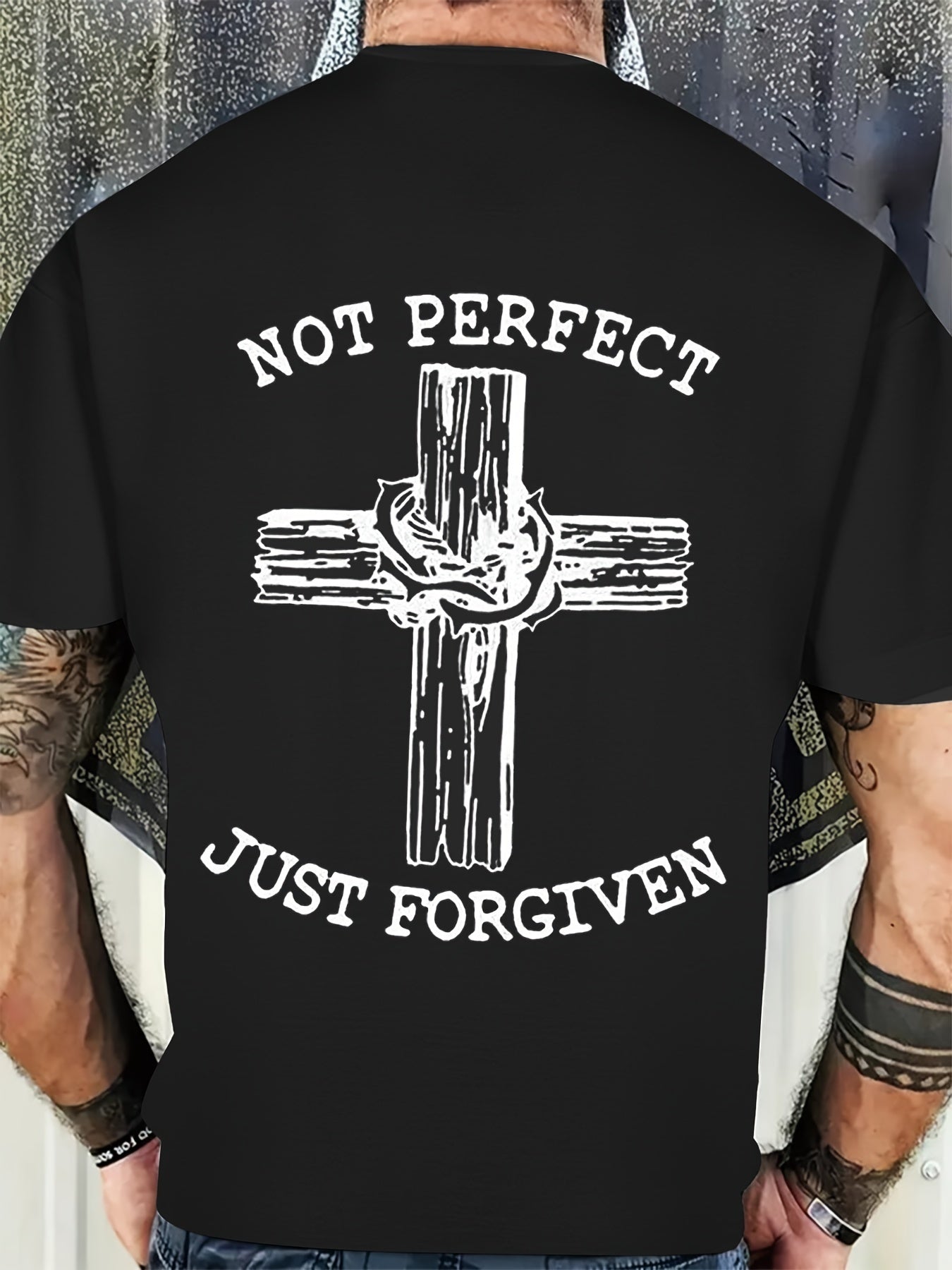 Not Perfect Just Forgive Men's Christian T-Shirt claimedbygoddesigns