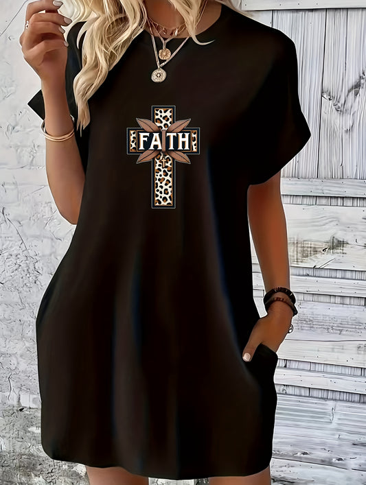 Faith Women's Christian T-shirt Casual Dresses claimedbygoddesigns