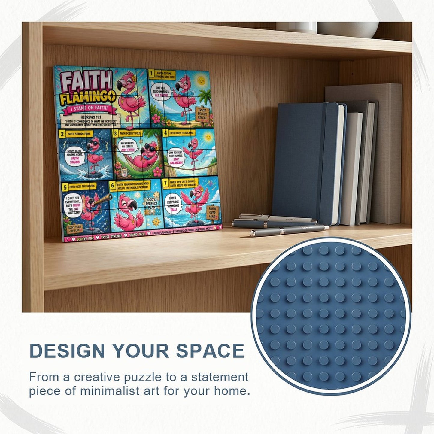 Faith Flamingo – Building Block Puzzle Ornament - ClaimedbyGodDesigns
