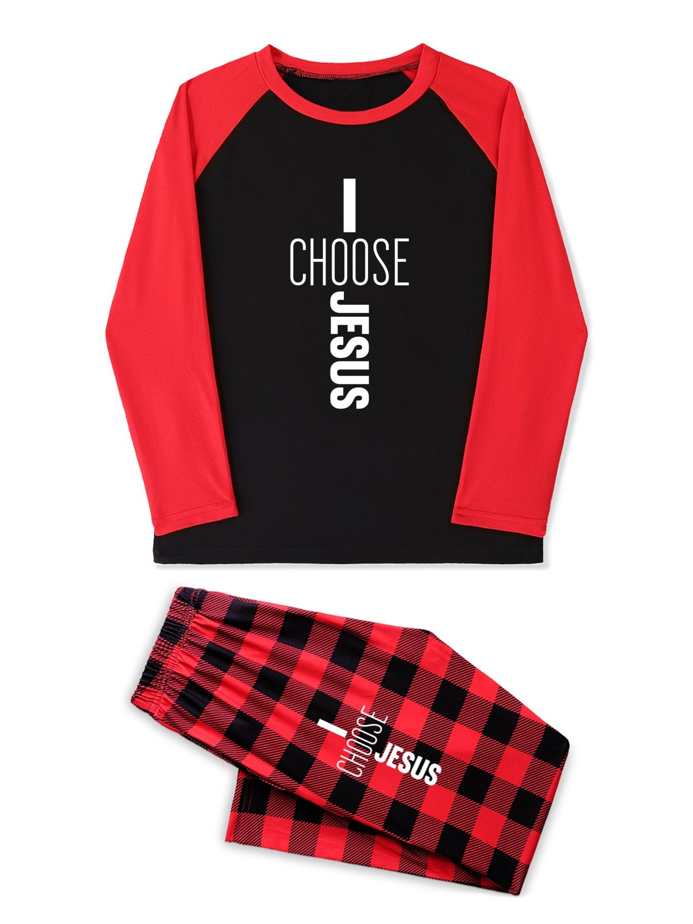 I Choose Jesus Youth Christian Plaid Pajamas