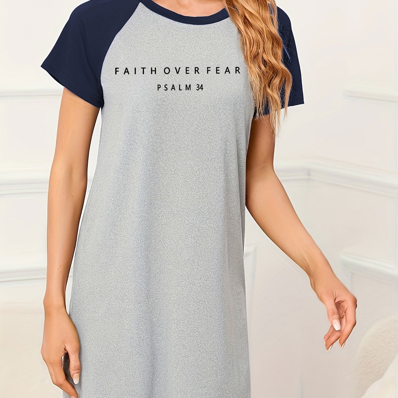 Faith Over Fear Women's Christian Pajama Dress claimedbygoddesigns