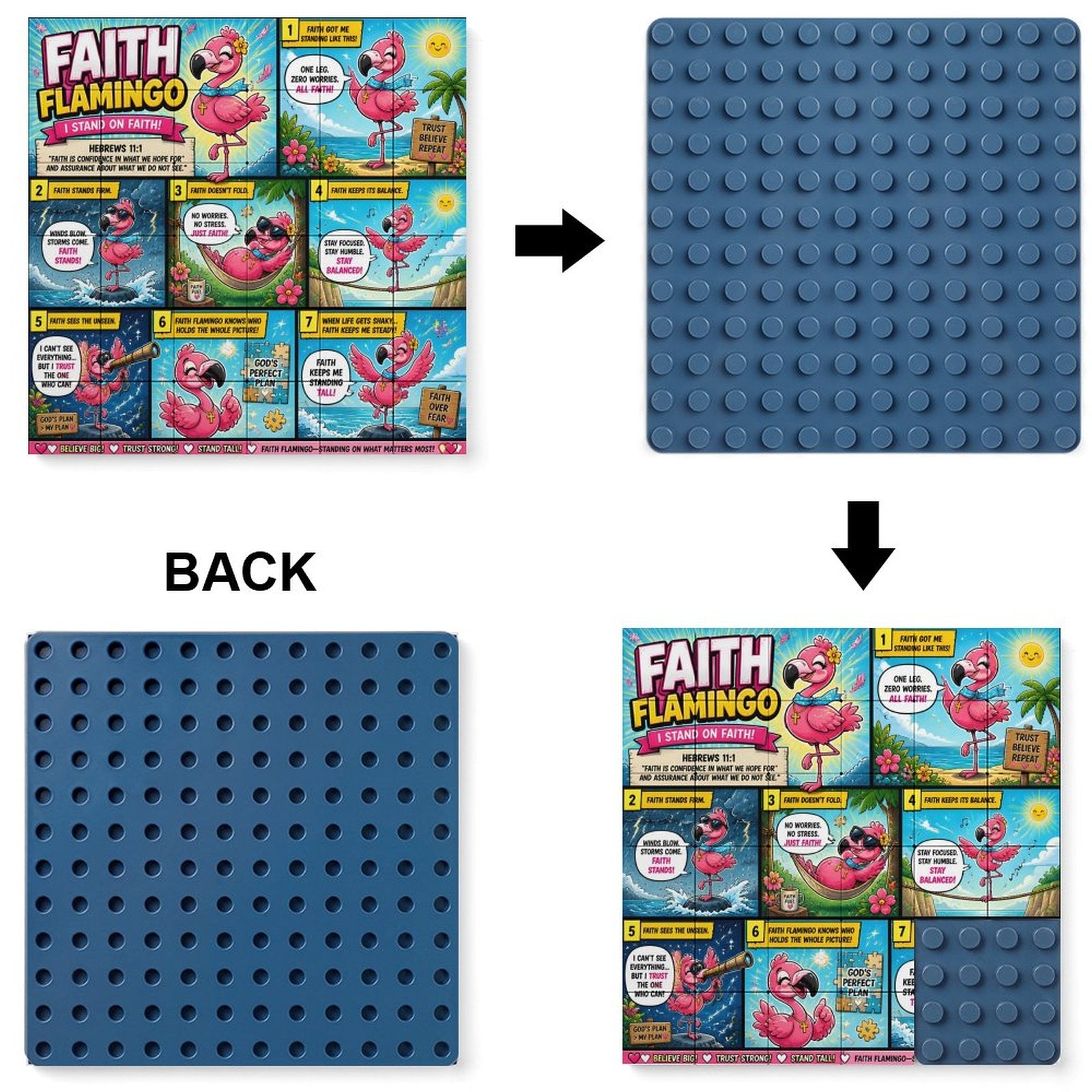Faith Flamingo – Building Block Puzzle Ornament - ClaimedbyGodDesigns