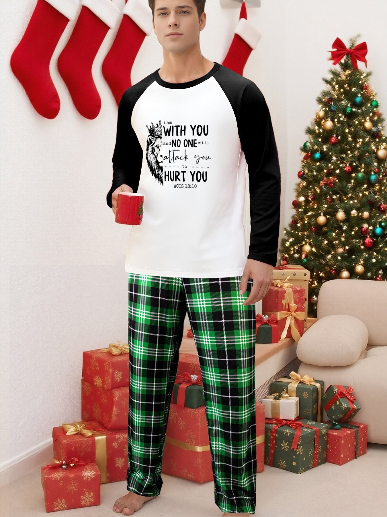 I Am With You Unisex Adult Christian Plaid Pajamas