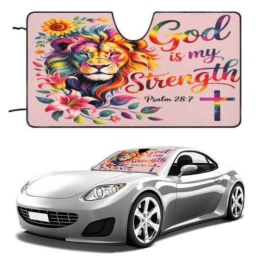 He Is My Strength Christian Car SunShade - ClaimedbyGodDesigns
