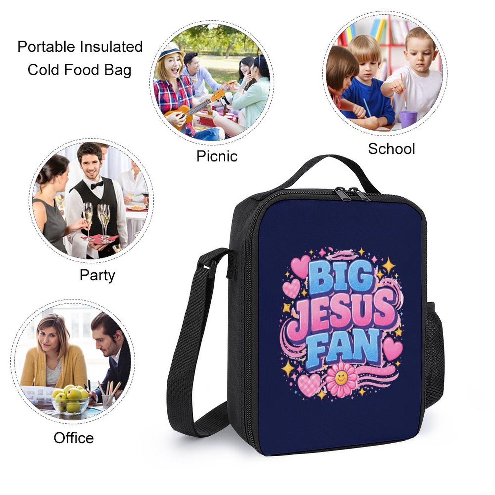 Big Jesus Fan 3 PCS Christian Backpack Set (Backpack, Lunch Bag and Pencil Case) - ClaimedbyGodDesigns