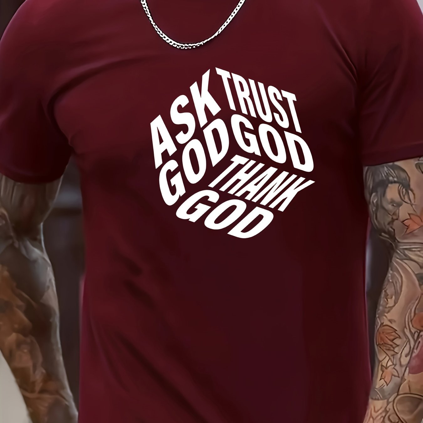 Ask Trust Thank God Men's Christian T-shirt claimedbygoddesigns