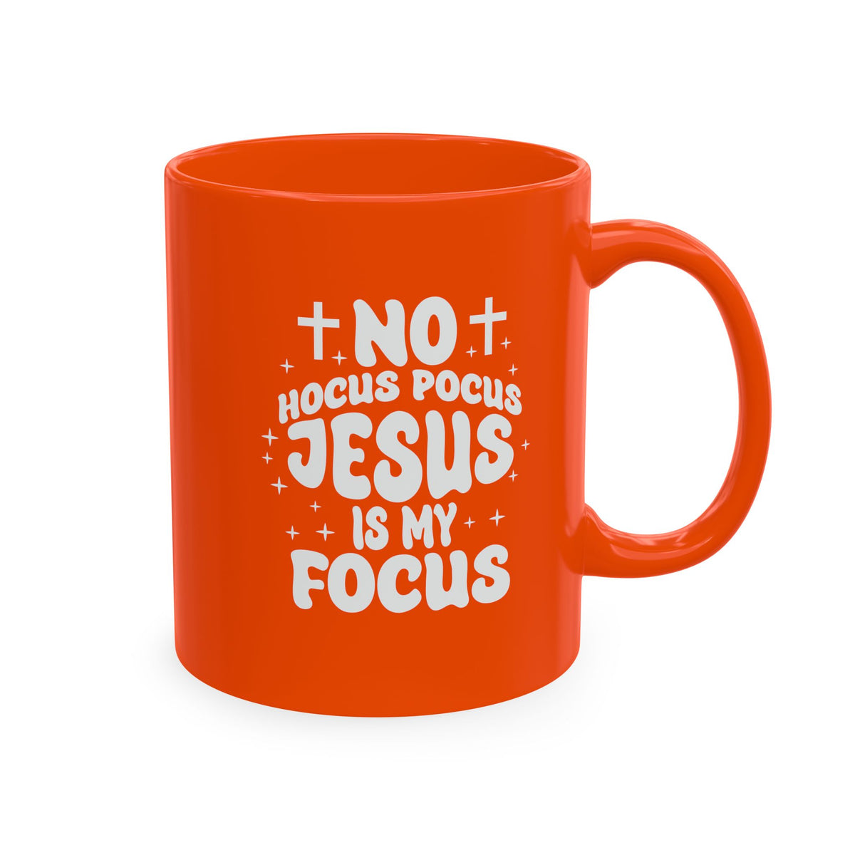 Halloween Mug - "No Hocus Pocus, Jesus Is My Focus" Christian Ceramic Coffee Cup