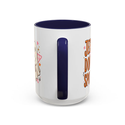 Accent Coffee Mug — "Jesus Don't Spook!" Cute Ghost Christian Coffee Mug (11/15oz)