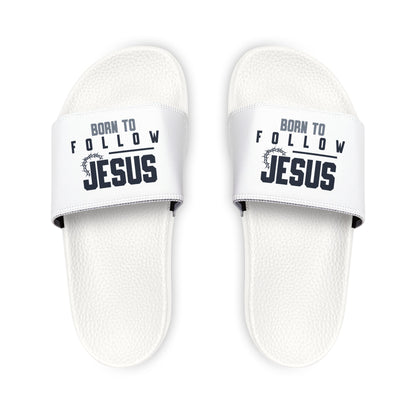 Men's Removable - Strap Sandals with 'Born to Follow Him' Design, Casual Footwear, Summer Sandals, Christian Gifts, Relaxed Style, Beachwear - ClaimedbyGodDesigns