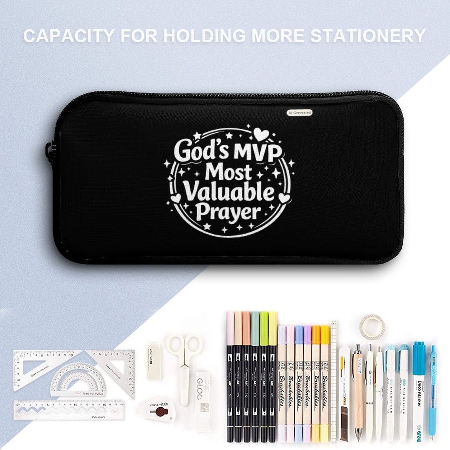 God's MVP Most Valuable Prayer Christian 3Pcs School Backpack Set for Kids (Backpack, Kid's Insulated Lunch Bag & Pencil Case Organizer)