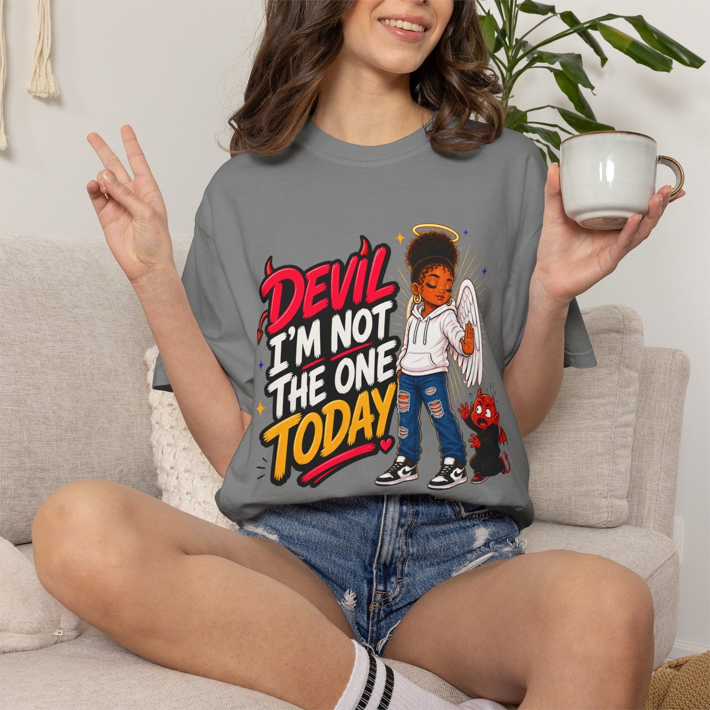 Devil I'm Not the One Today T-Shirt — Funny Angel vs Devil Graphic Tee - ClaimedbyGodDesigns