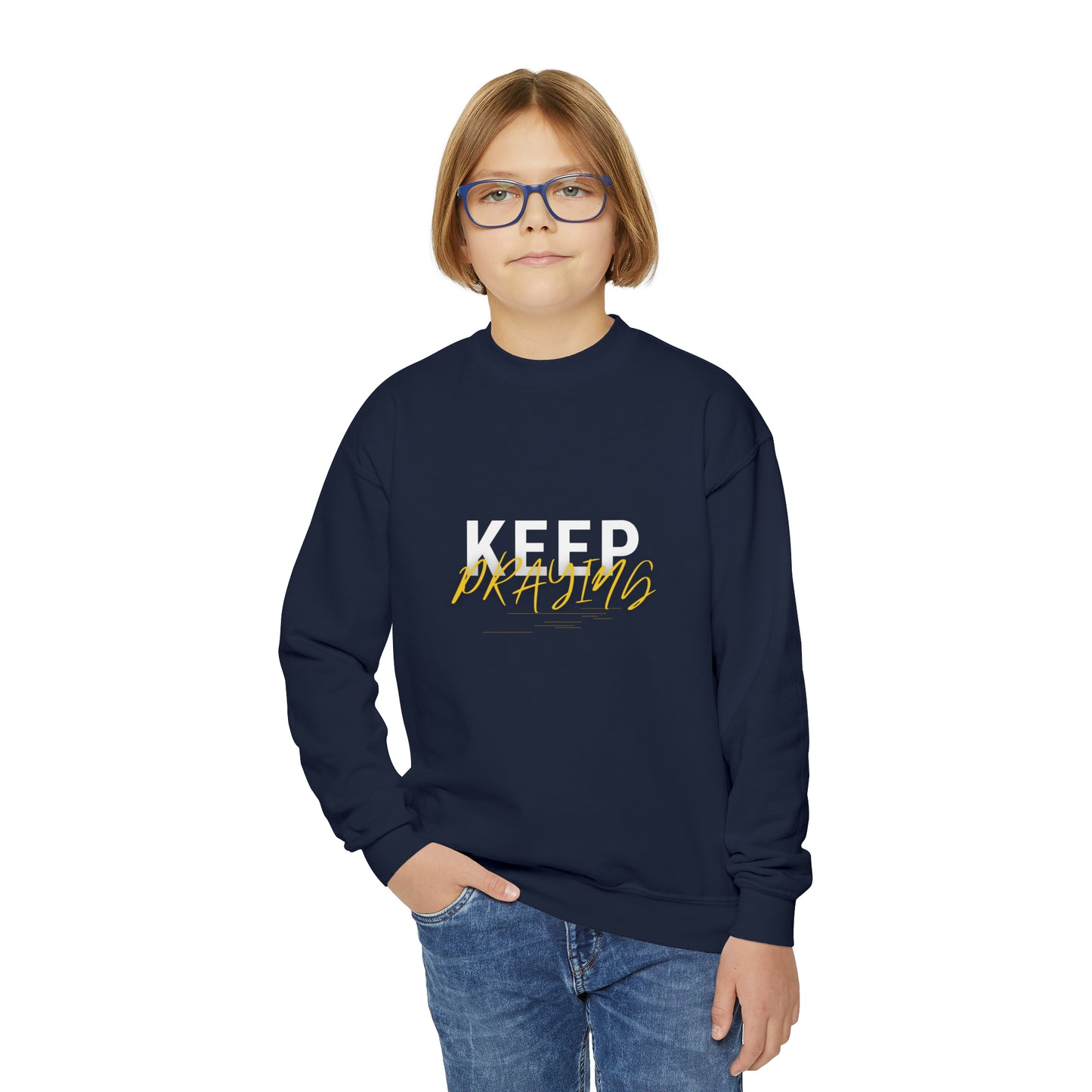 Keep Praying Youth Christian Sweatshirt Printify