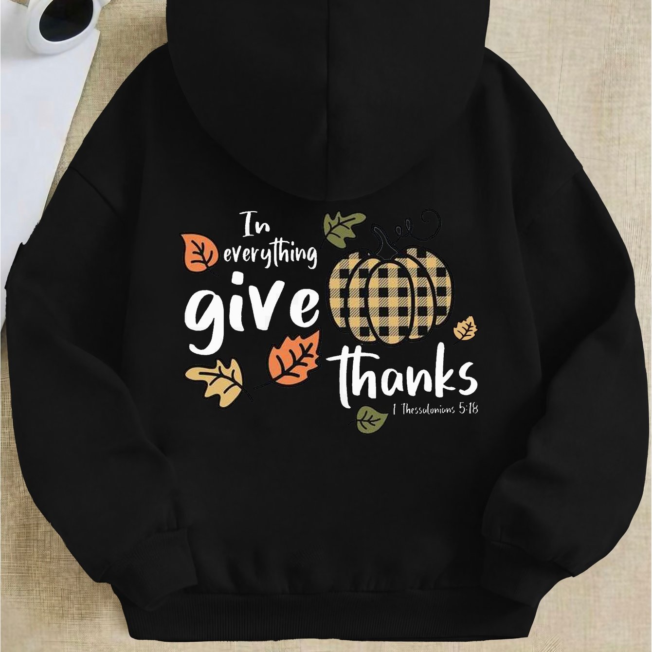 For Everything Give Thanks (Thanksgiving themed) Youth Christian Pullover Hooded Sweatshirt claimedbygoddesigns