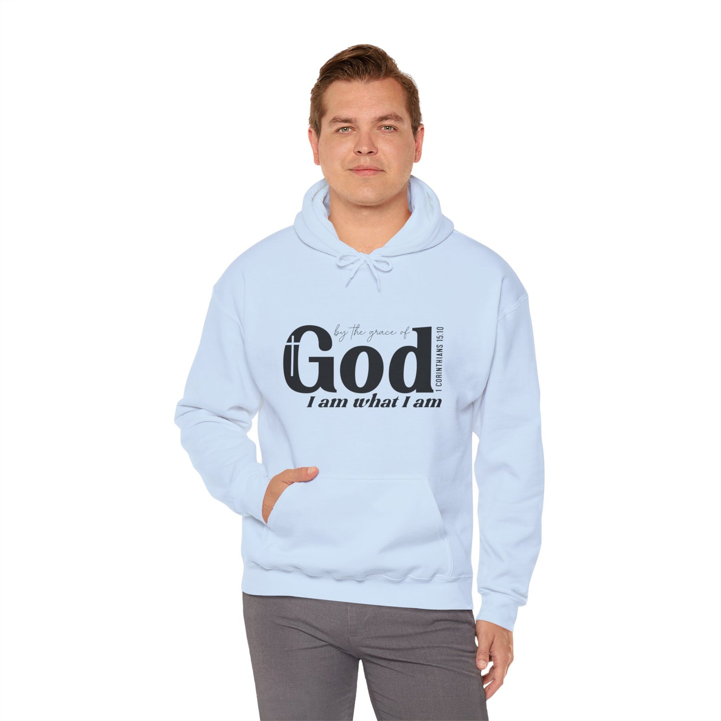 1 Corinthians 15:10 By The Grace Of God I Am What I Am Unisex Christian Pullover Hooded Sweatshirt