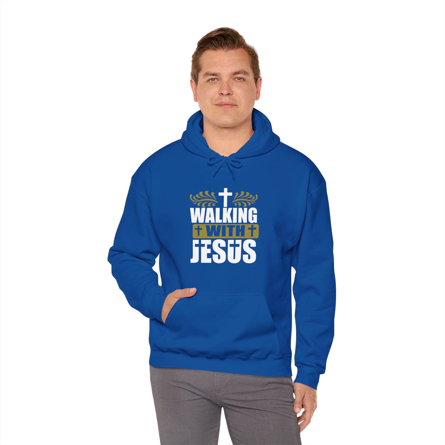 Walking With Jesus Unisex Christian Pullover Hooded Sweatshirt