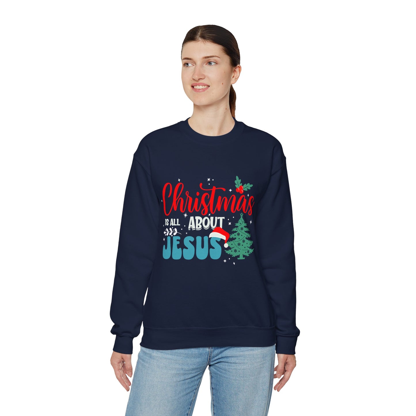 Christmas Is All About Jesus (Christmas Themed) Unisex Heavy Blend™ Crewneck Christian Sweatshirt