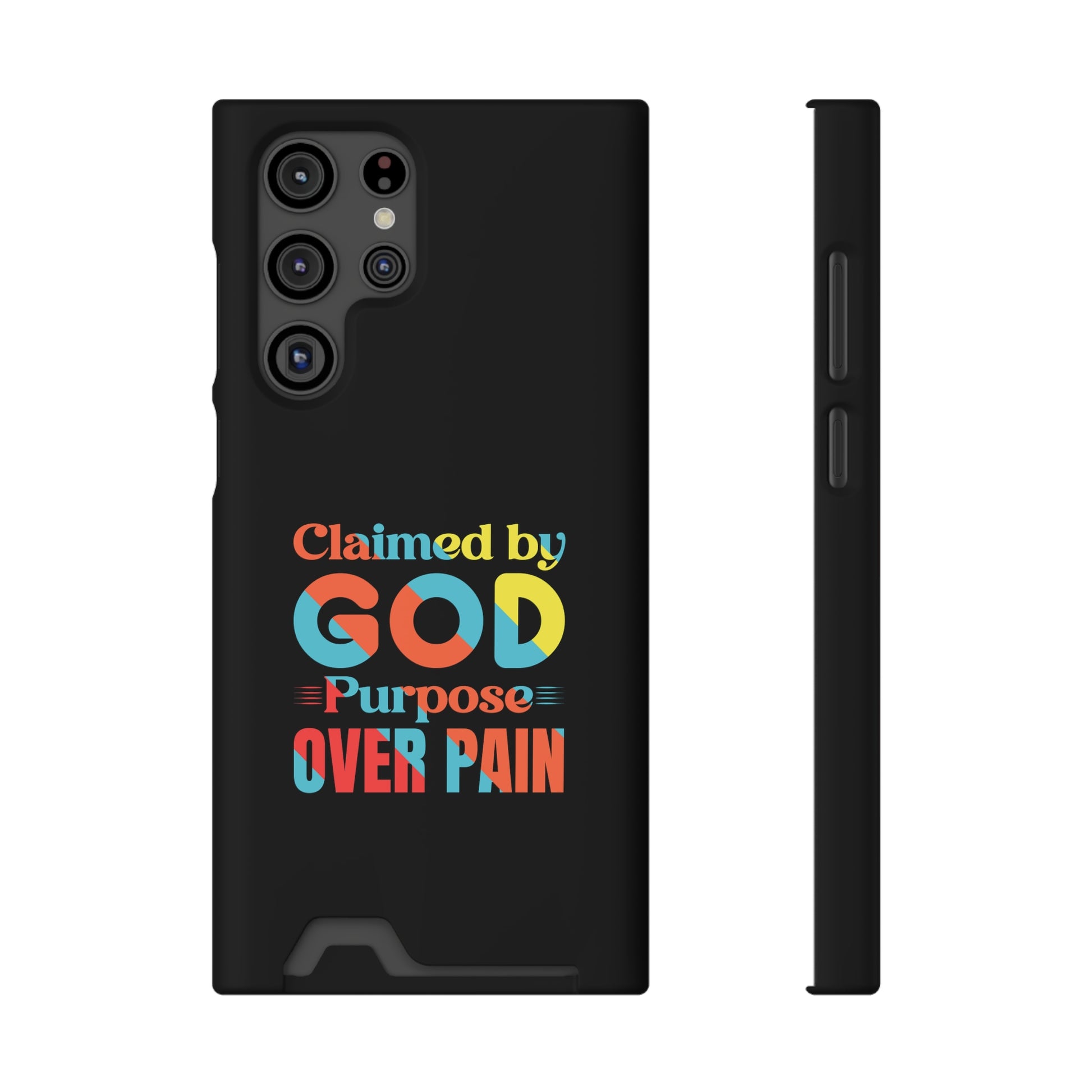 Claimed By God Purpose Over Pain Christian Phone Case With Card Holder Printify