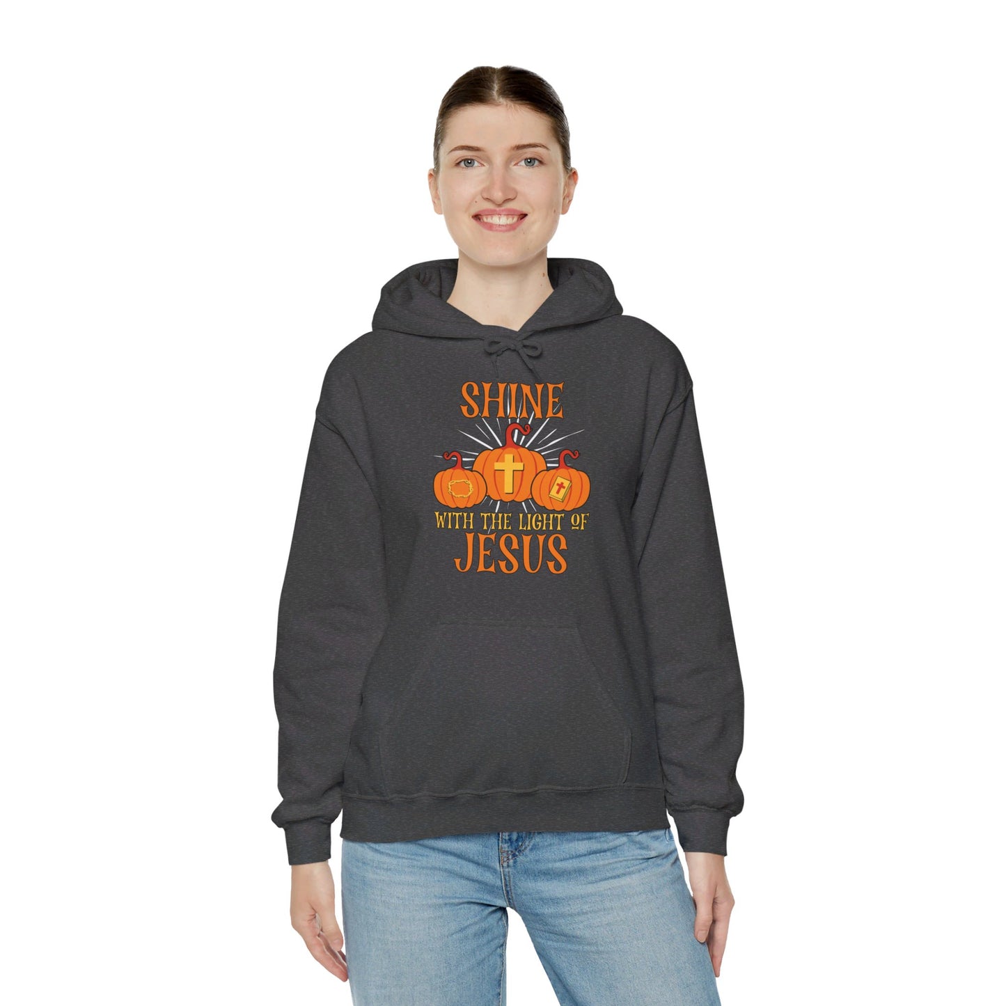 Shine With The Light Of Jesus Halloween Unisex Christian Pullover Hooded Sweatshirt