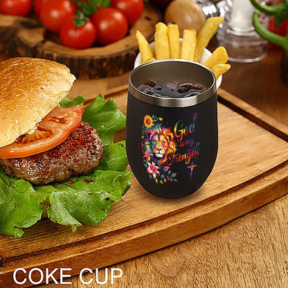 He Is My Strength Christian Wine Tumbler with Lid - ClaimedbyGodDesigns