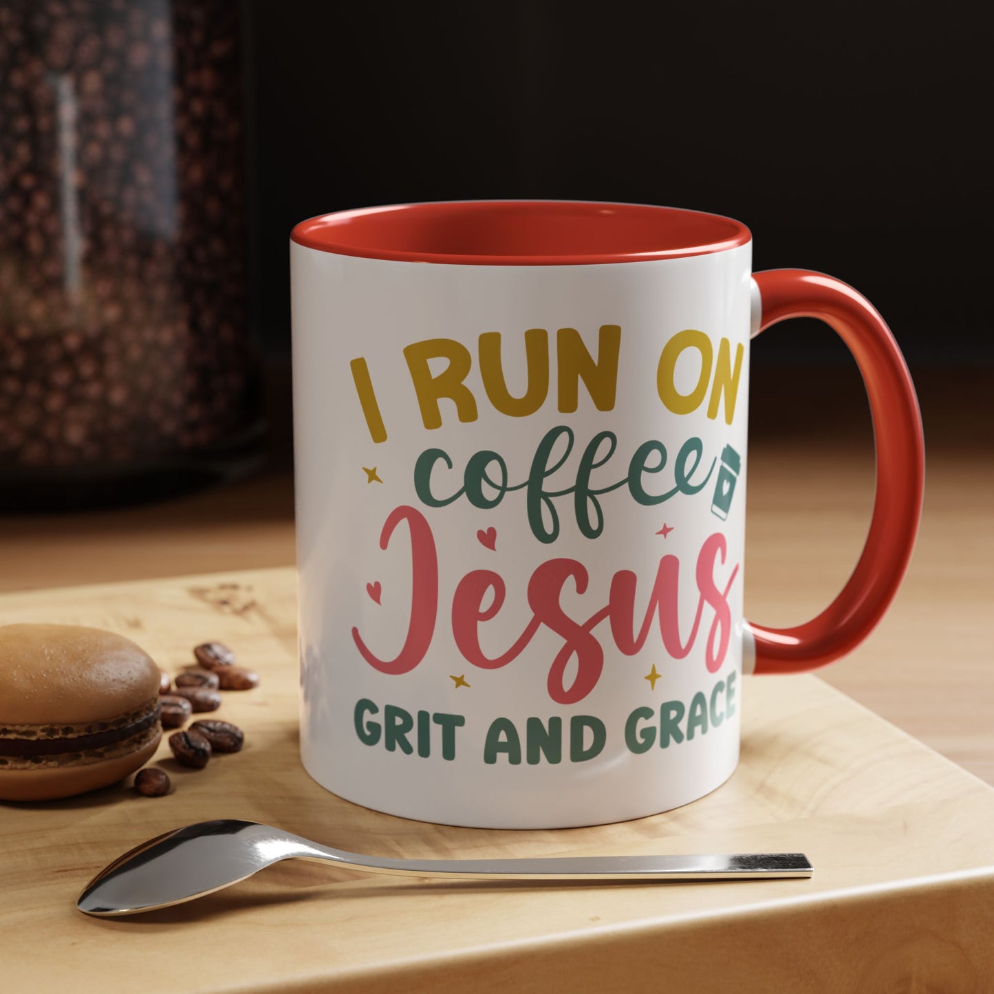 Inspirational Coffee Accent Mug - "I Run on Coffee & " - Perfect Gift for Faith & Coffee Lovers