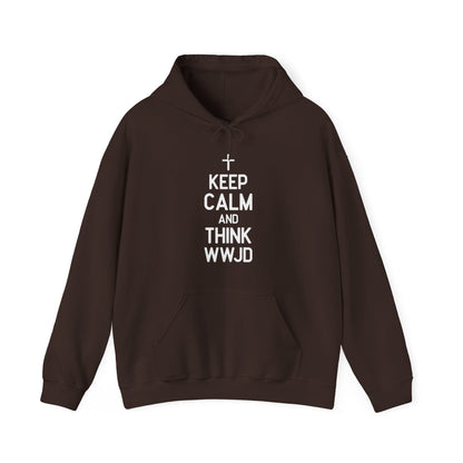 Keep Calm And Think What Would He Do (wwjd)Unisex Christian Hooded Pullover Sweatshirt