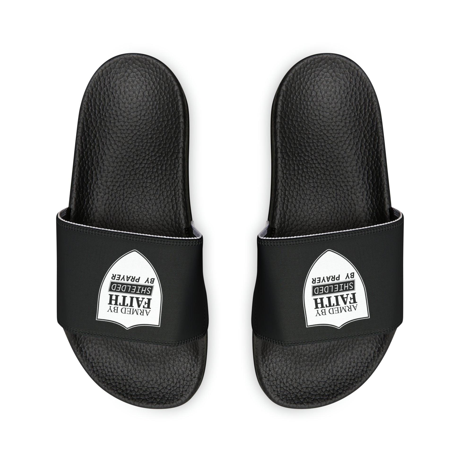 Armed By Faith Shielded By Prayer Men's PU Christian Slide Sandals Printify