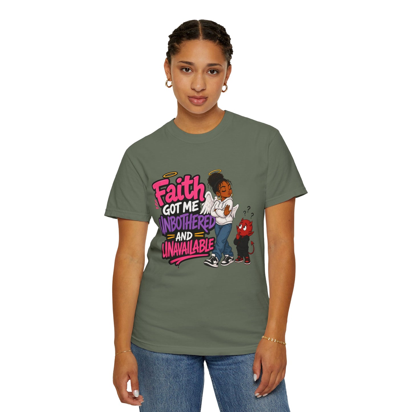 Faith Got Me Unbothered T-Shirt — Christian Inspirational Graphic Tee - ClaimedbyGodDesigns
