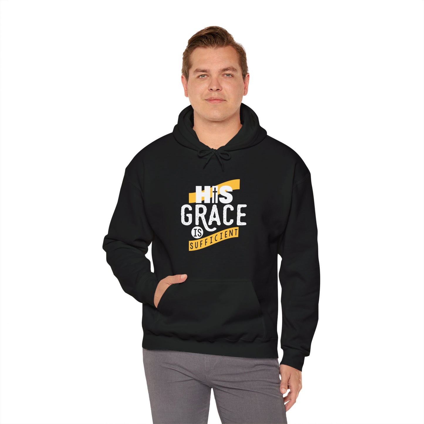 His Grace Is Sufficient Unisex Christian Hooded Pullover Sweatshirt