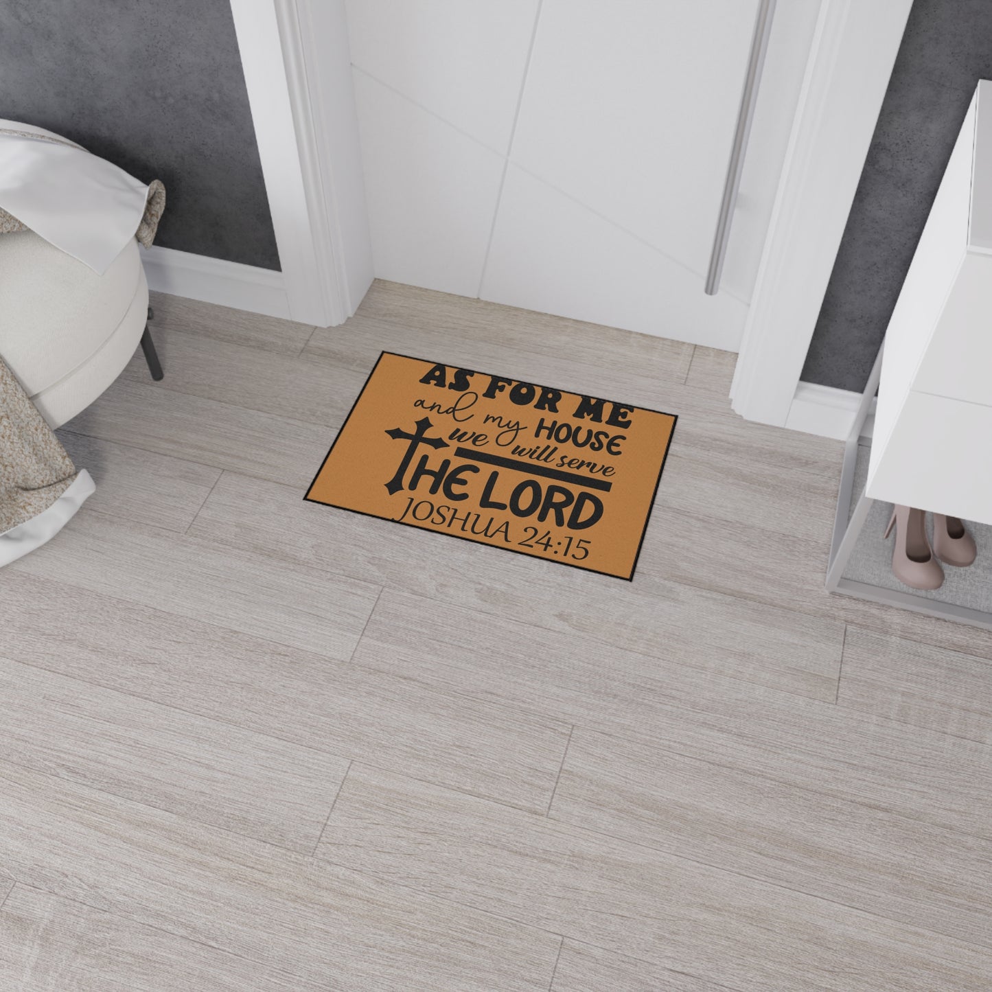 Christian Heavy Duty Floor Mat, We Will Serve Decor, Religious Entryway Rug, Scripture Welcome Mat, Inspirational