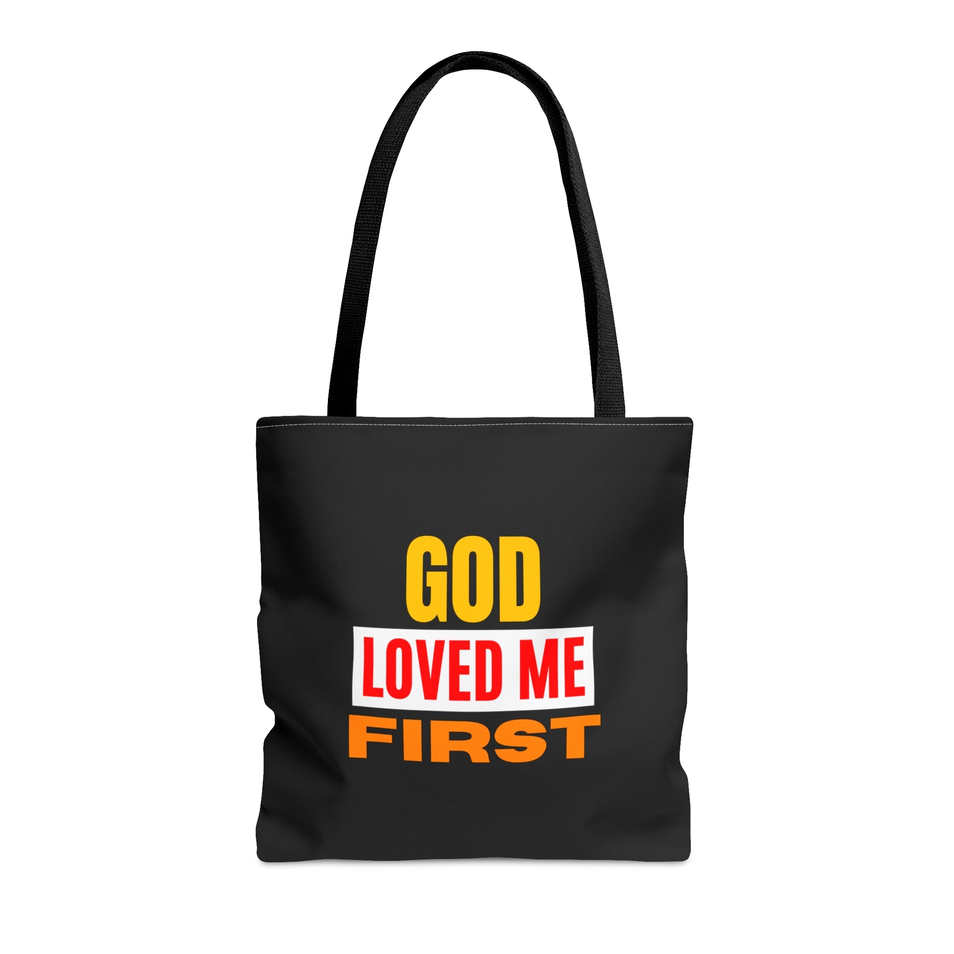 God Loved Me First Christian Tote Bag Printify