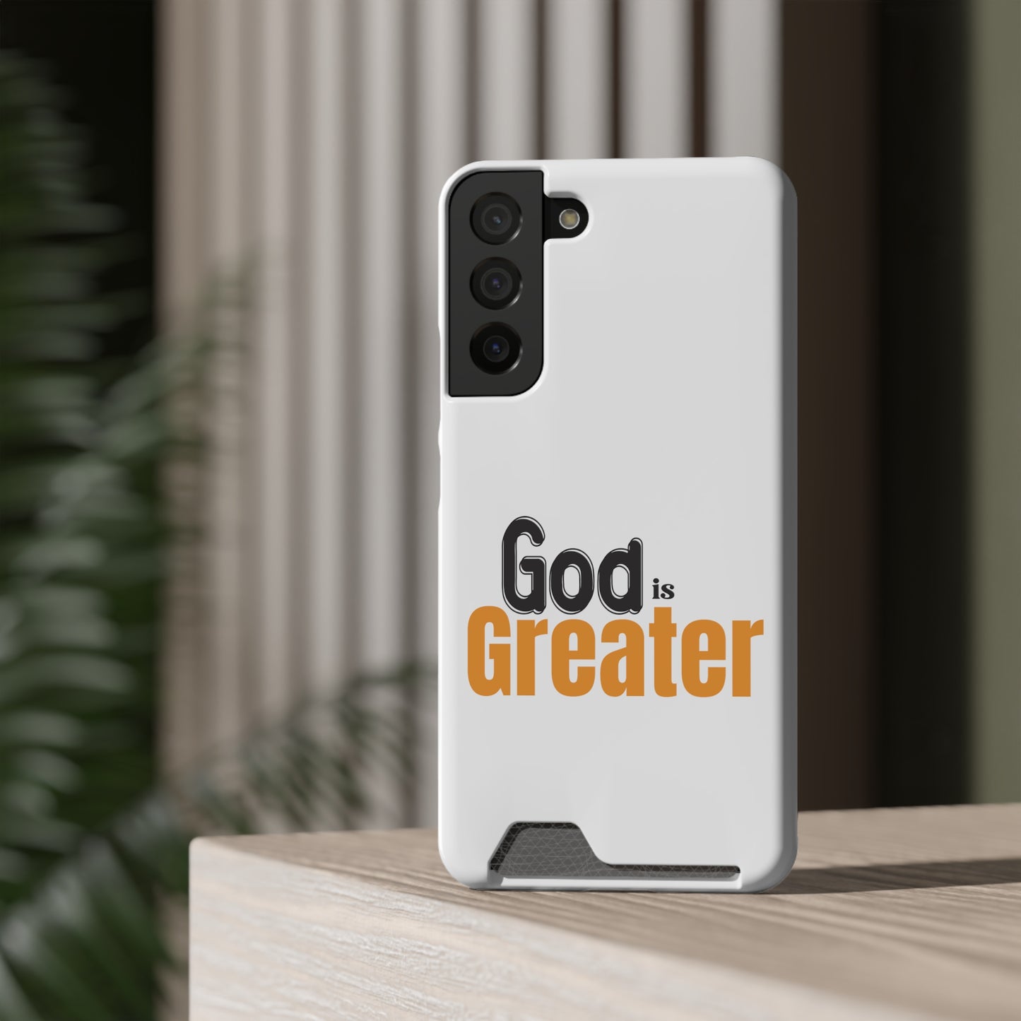 God Is Greater Christian Phone Case With Card Holder Printify