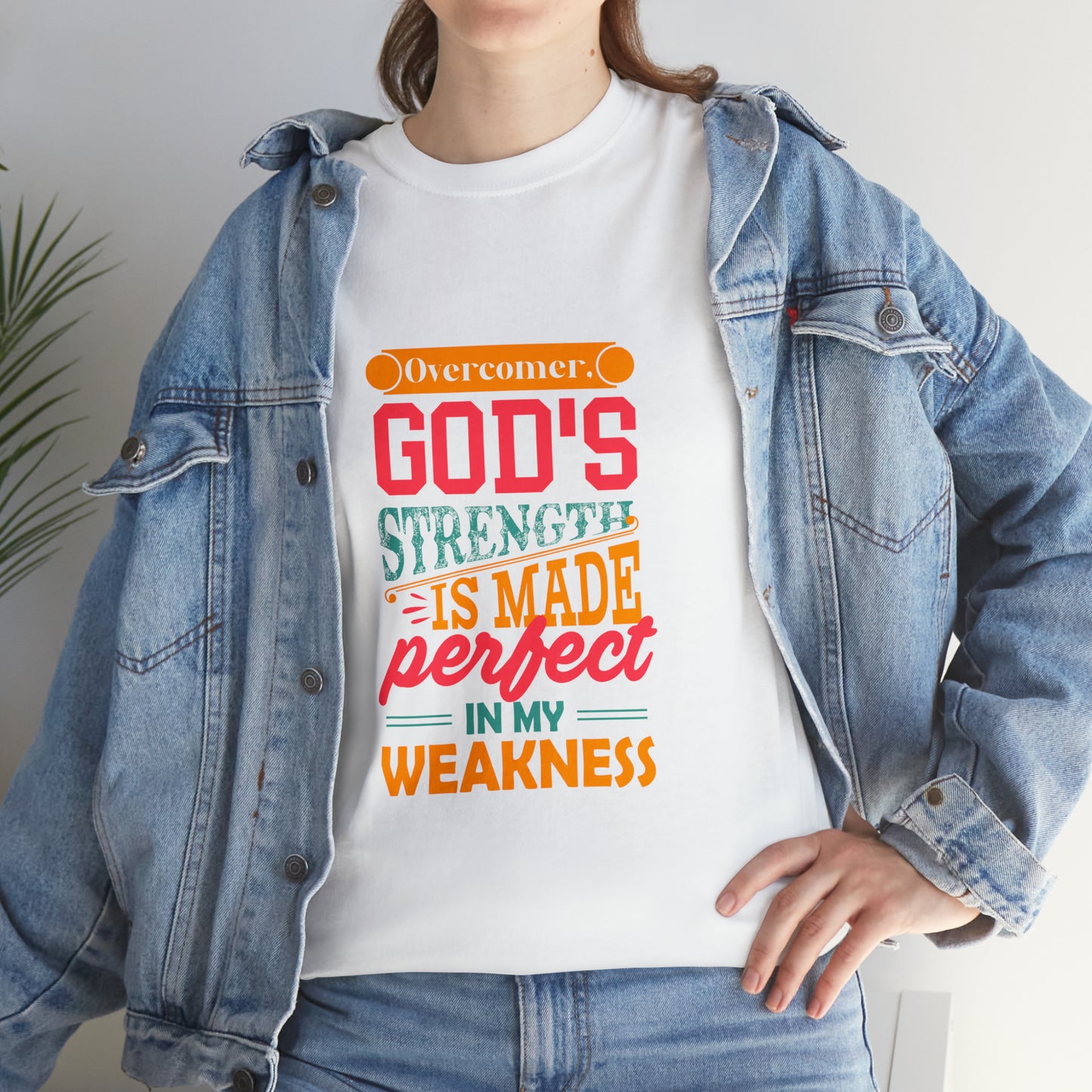 Overcomer God's Strength Is Made Perfect In My Weakness Unisex Heavy Cotton Tee