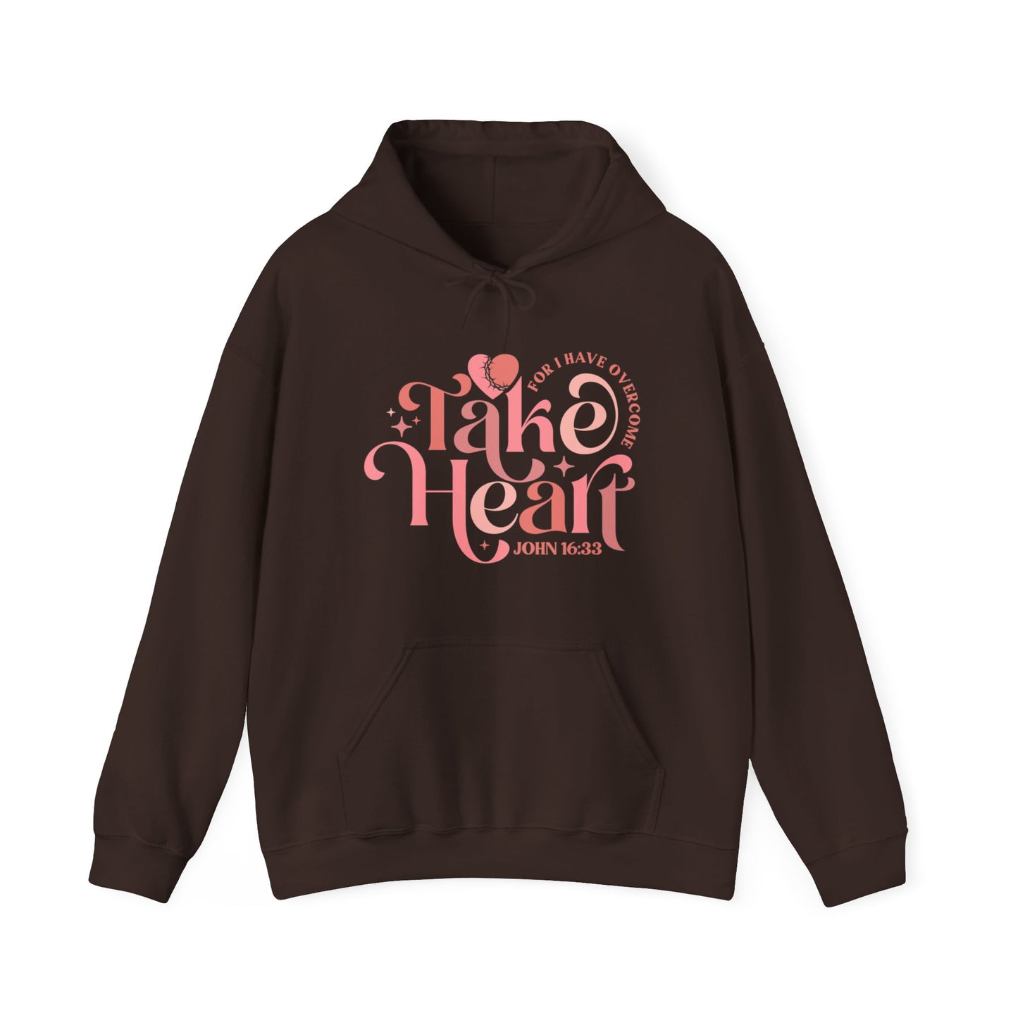 Take Heart For I Have Overcome Unisex Christian Hooded Pullover Sweatshirt