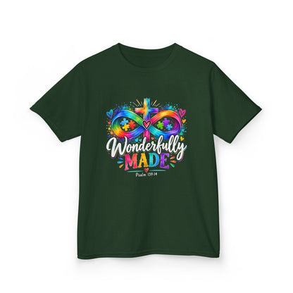 Youth Autism Awareness T-Shirt — Rainbow Infinity Heart "You’re Proud, You’re Made" Graphic Tee