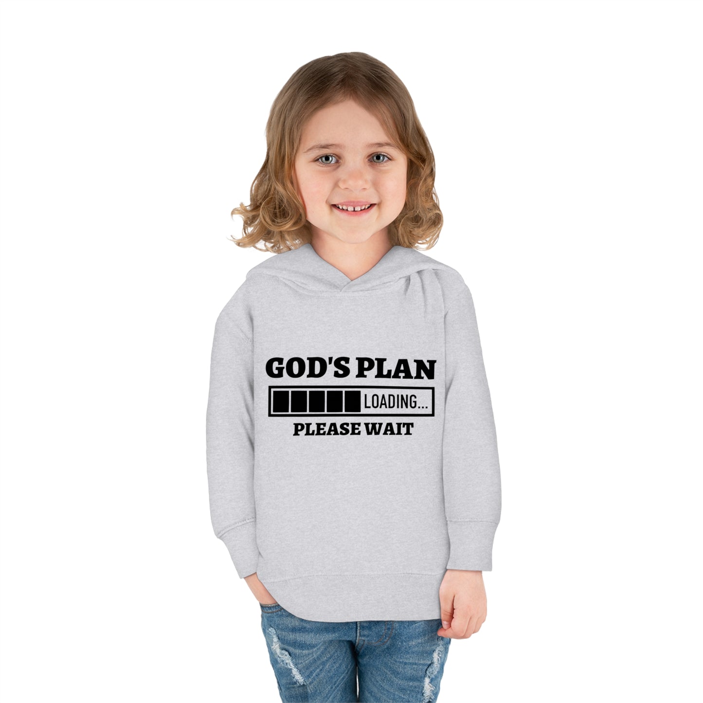 God's Plan Loading Please Wait Toddler Pullover Fleece Hooded Sweatshirt