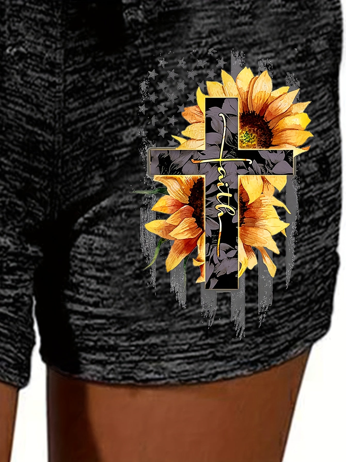 Faith (sunflower) Women's Christian Shorts claimedbygoddesigns