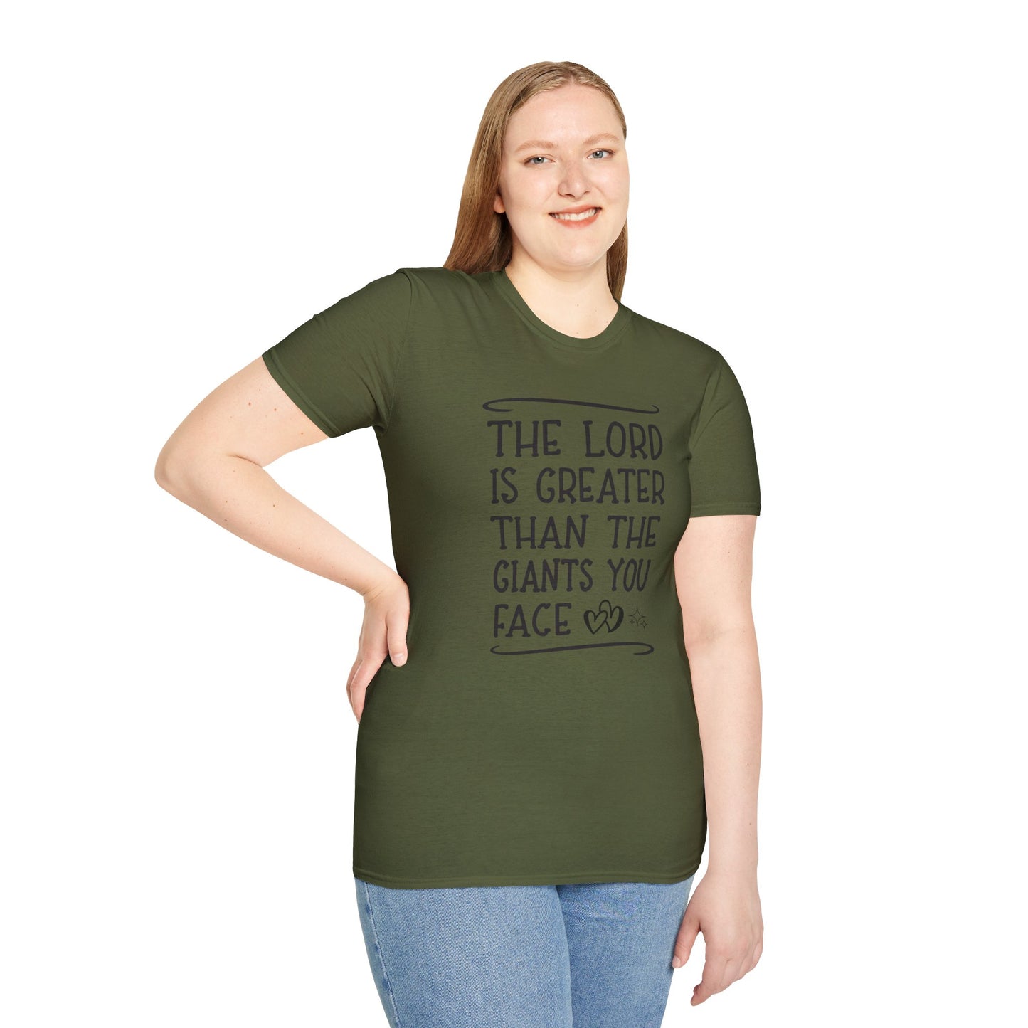 The Lord Is Greater Than The Giants You Face Women's Christian T-shirt