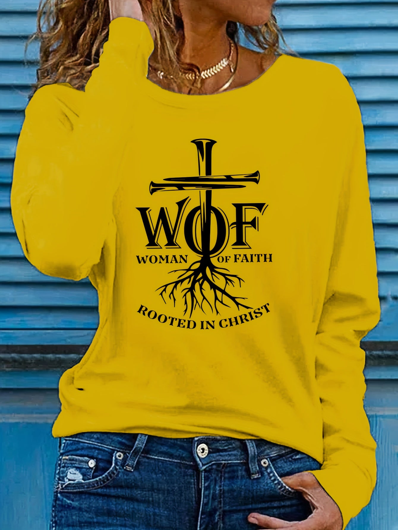 Woman Of Faith Rooted In Christ Women's Christian Pullover Sweatshirt claimedbygoddesigns