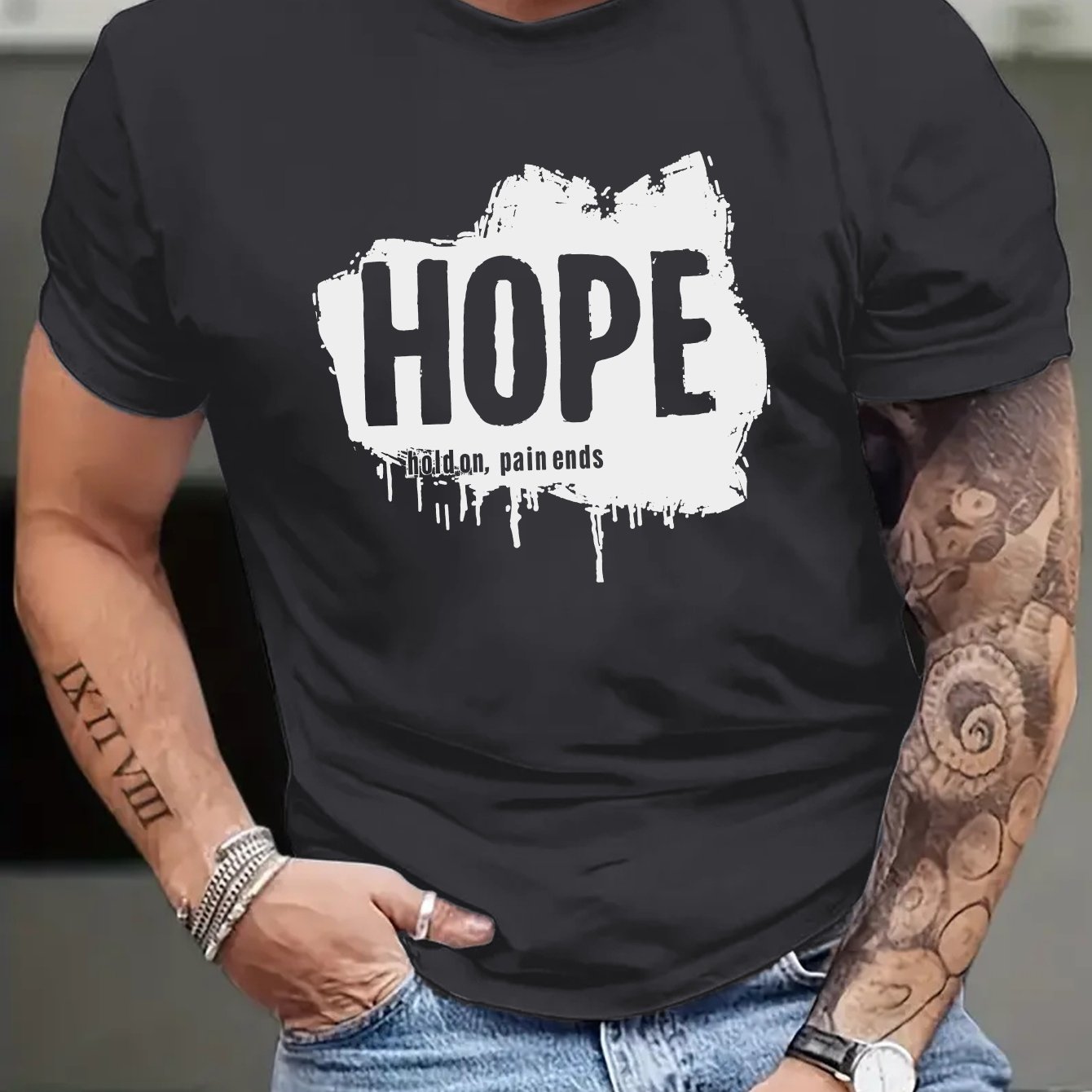 HOPE Hold On Pain Ends Men's Christian T-Shirt claimedbygoddesigns