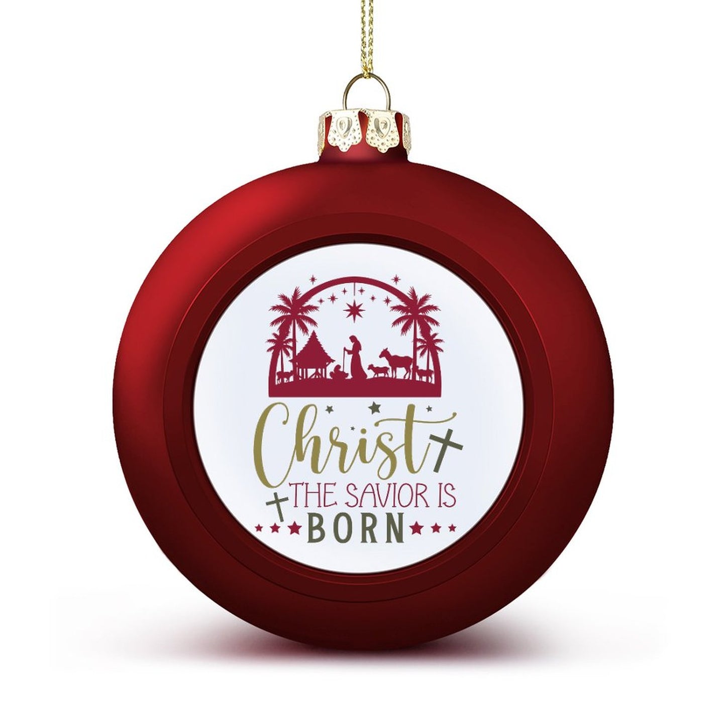 Christ The Savior Is Born Christian Christmas Tree Hanging Ball