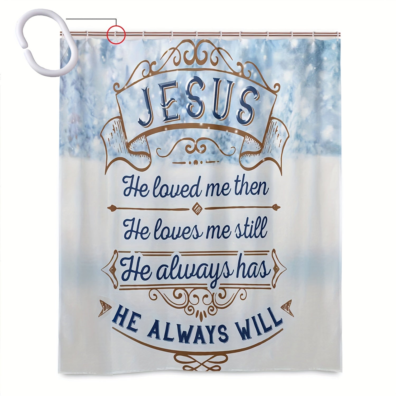 Jesus Has Loved Me Christian Shower Curtain with hooks claimedbygoddesigns