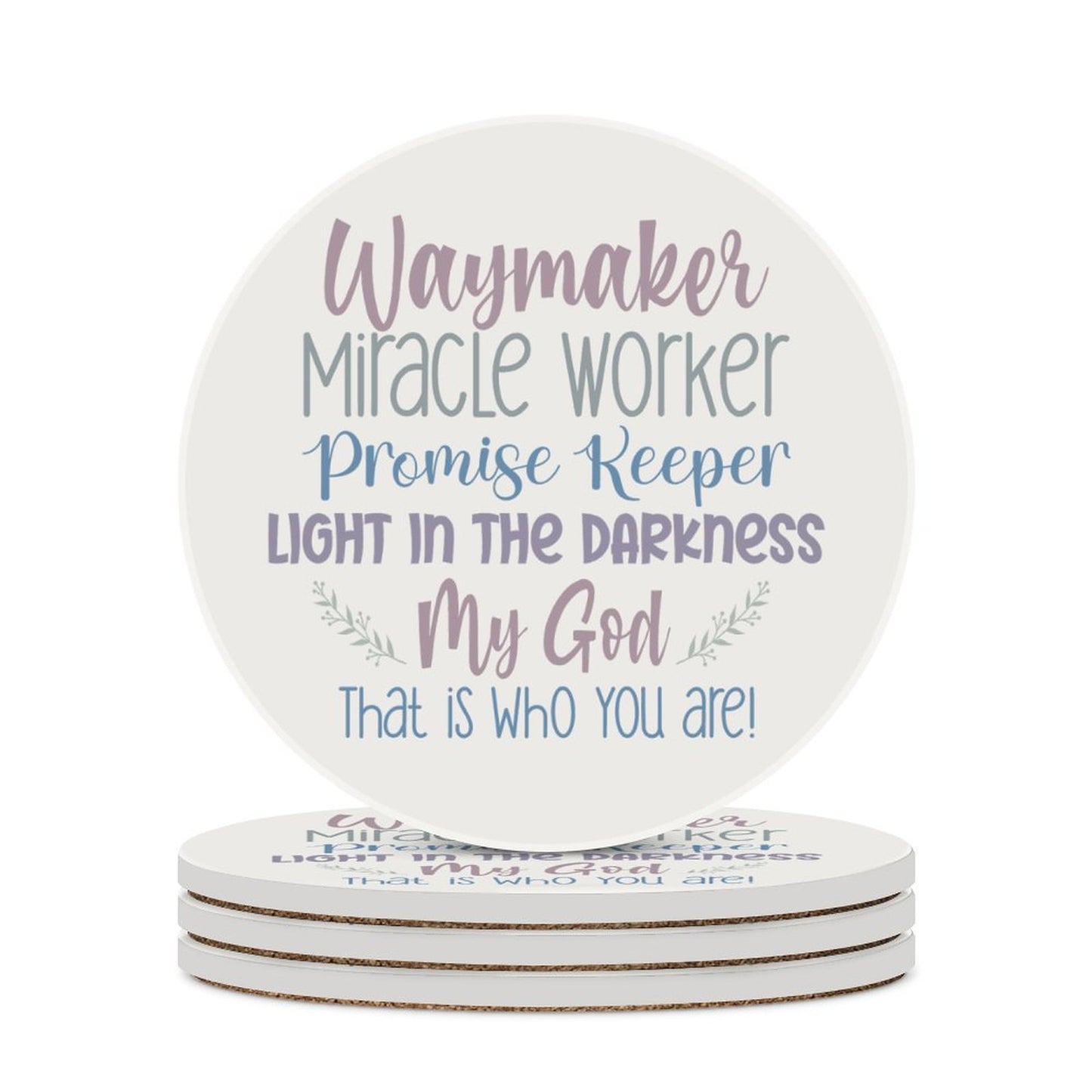 Waymaker Christian Round Ceramic Coaster - ClaimedbyGodDesigns