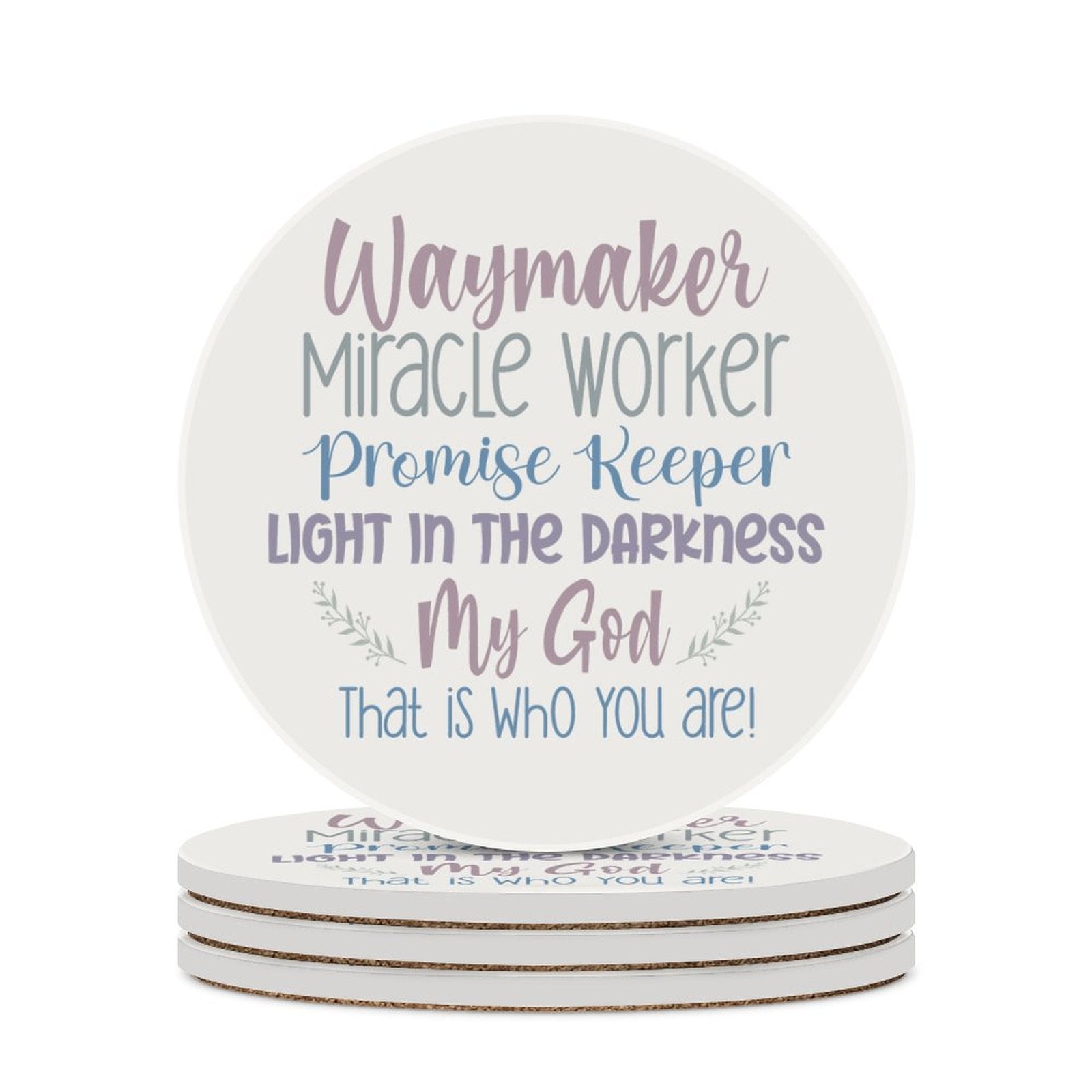 Waymaker Christian Round Ceramic Coaster - ClaimedbyGodDesigns