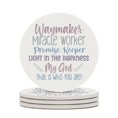 Waymaker Christian Round Ceramic Coaster - ClaimedbyGodDesigns