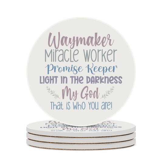 Waymaker Christian Round Ceramic Coaster - ClaimedbyGodDesigns