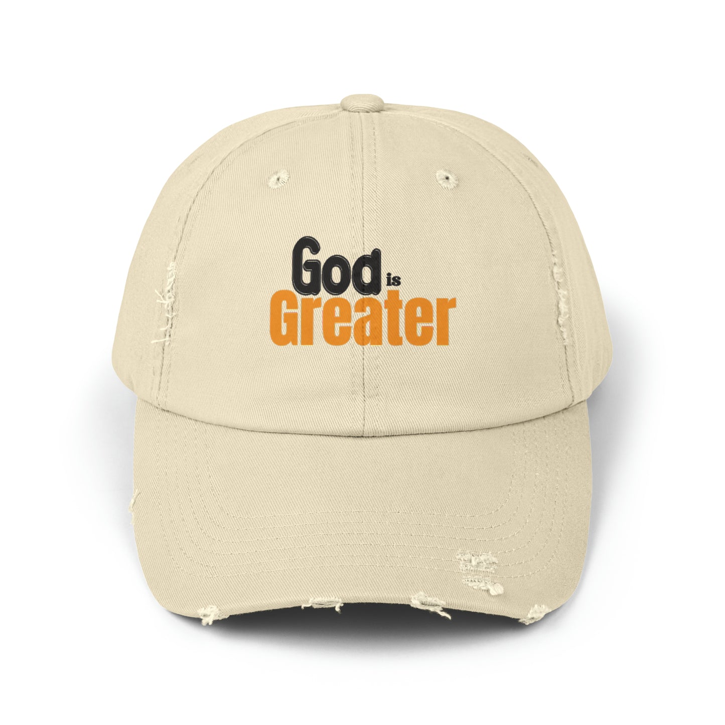 God Is Greater Unisex Christian Distressed Hat Printify